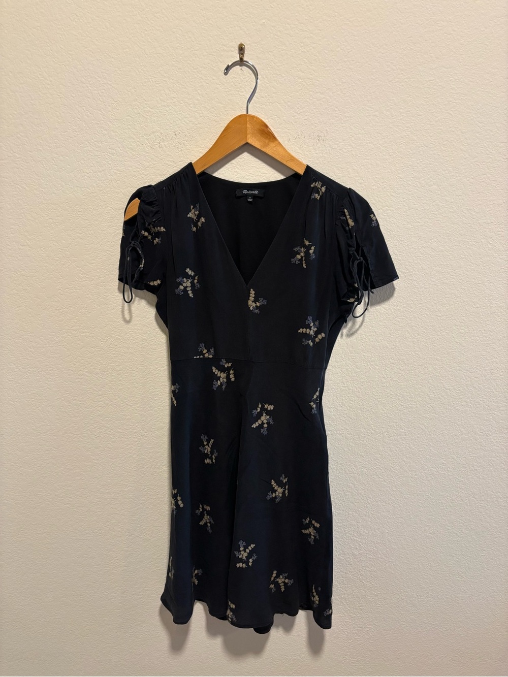 Vintage Inspired black wildflower silk mini dress